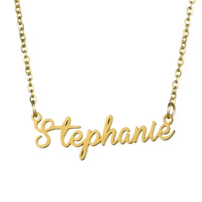 China ZHONG NUO Steel Necklaces Hypoallergenic Jewelry Letter Samantha Stephanie Necklace Wholesale Custom English Name CLASSIC titanium for sale