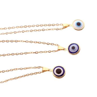 China ZHONG NUO 2022 Cute Women Accessories Jewelry Fashion Gold Tasty Tricm Necklace With Dangling Blue Glass Eyes 10mm Turkey for sale