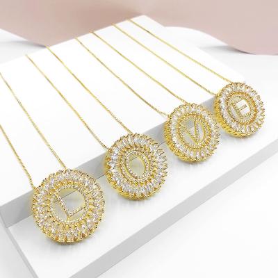 China 2022 ZHONG NUO CLASSIC hip chain hop pendant gold plated copper micromounting zircon 26 letter jewelry necklace for sale