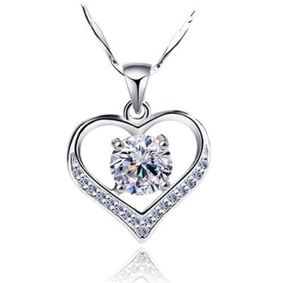 China ZHONG NUO necklace six claws sterling silver simulation clavicle drill chain heart CLASSIC and one carat moissanite pendant for sale