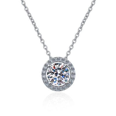 China ZHONG NUO CLASSIC 2022 women accessories wholesale jewelry 925 sterling silver round moissanite necklace bag pendant simple for sale