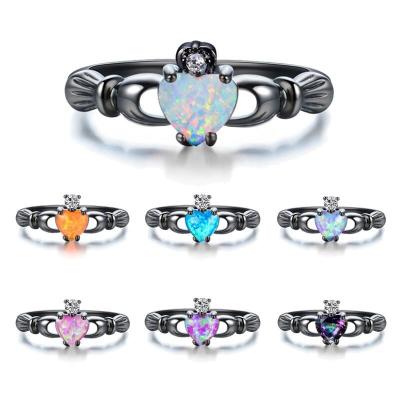 China Vintage Accept Dropshipping Copper Rings Heart Shape Zirconia Ring Women for sale