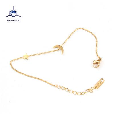 China Vintage ZHONG NUO Amazon Hot Sale Gold Charm Moon Titanium Steel Custom Bracelets for sale