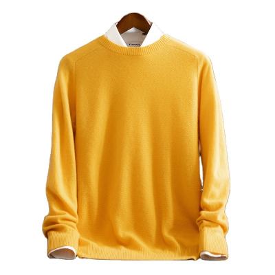 China 2022 Breathable 100% Pure Cashmere Sweater Long Sleeve Jacquard Knitted Round Neck Sweater Fashion T-shirt Men's Cashmere Sweater for sale