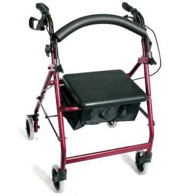 China High quality four wheel lightweight aluminum adult mobility aid walker with ergonomic handle for easy grip for sale