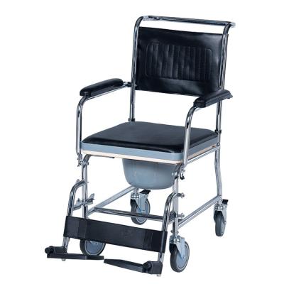 China Height Adjustable Factory Price Portable Toilet Commode Patient Steel Folding Chair With Potty For Elderly Mobility Aid for sale