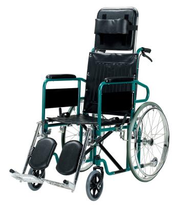 China High Quality Luxury Manual Self Booster High-Back Reclining Steel Wheelchair With Lifting Leg Rest for sale