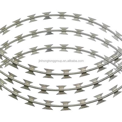 China Protective Construction Barbed Wire Coil with Hot Dipped Galvanized Razor Blade Concertina Razor Wire Security Fencing for sale