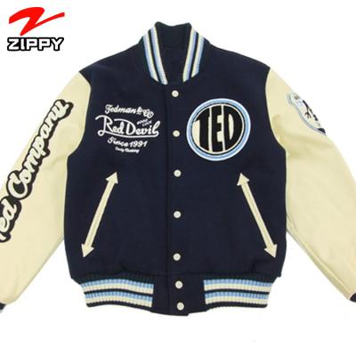 China QUICK DRY Men's Varsity Embroidery Sleeves College Leather Jacket Wholesale Duffle Jacket for sale