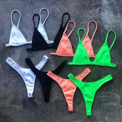 China Breathable Women's Bikini Solid Color Two Piece Multicolor Lace Up Sexy Ladies Split Swimsuit Beach Leisure Vacation Swimwear for sale