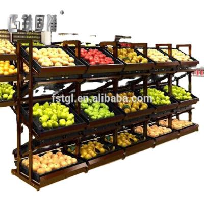 China Good quality double sided vegetable shelf display rack fruit rack supermarket plastic basket for sale