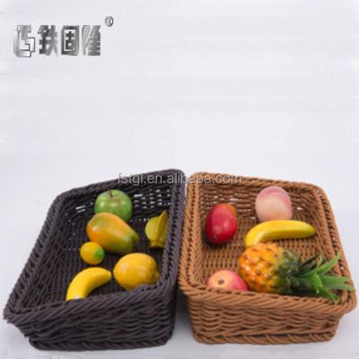 China Eco-friendly Free Sample PP Display Basket Eco-friendly Wicker Bulk Supermarket Plastic Fruit Food Basket for sale