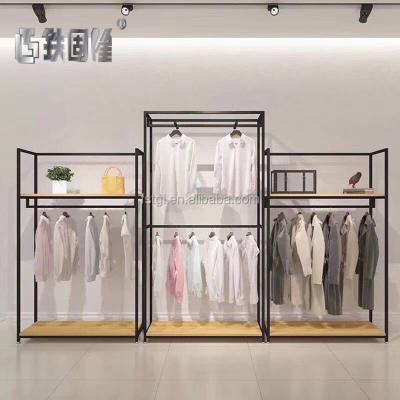 China High Grade Commercial Stylish Garment Shop Metal Clothing Display Racks Wall Mounted for sale