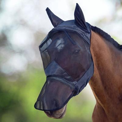 China Outdoor Wear Black High Quality Anti-mosquito Breathable Horse Protection Fly Mask/Full Ear Hood-Size for sale