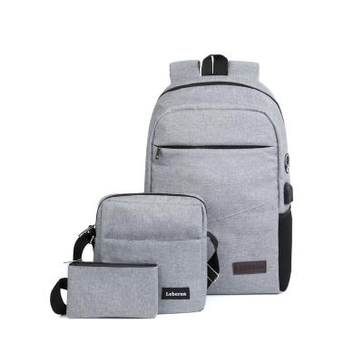 China With USB Backpack Laptop Bag Fashion Unisex School Bag 3 Pieces Leisure Business Travel Bag With USB Filling for sale