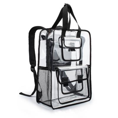 China Custom Waterproof Carry 2 Ways Transparent Transparent Clear PVC Backpack Leisure Backpacks Large Clear Backpacks To Carry On for sale