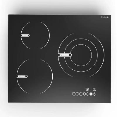 China Hotel 3 zones electric hot plate type induction cooktop with radiant ceramic plate cooker for sale