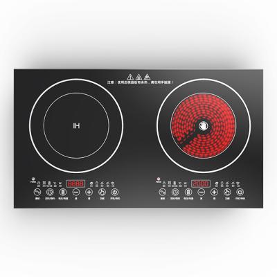 China Hotel 2 Heads Two Burner Knob Control Induction Cooker And Infrared Cooker for sale