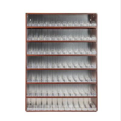 China Custom Different Size Plastic Retail Stores Tobacco Shelf With Lifter For Supermarket for sale