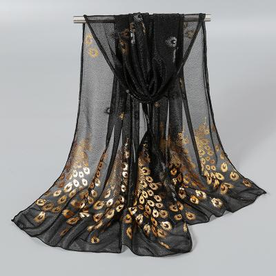 China New elegant elegant temperament, solid color, classic scarf, printing shawl, light and comfortable golden simple travel accessories for sale