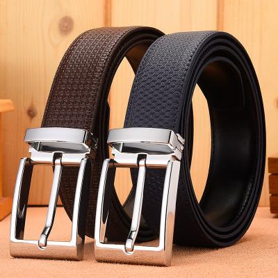 China New Classic Body Imprint Belt Men's Leather Belt Alloy Buttoned Leather Belt Business Jeans Belt for sale