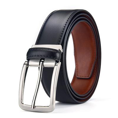 China New flat soft plane men's fashion double-sided leather belt, business casual wear, soft leather belt for sale