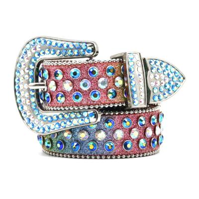 China Rhinestone Bling Bling Belt Rhinestone Belt Alloy Needle Button Hip Hop Punk New Personalized Graphic Fashion Soft Panties Belt for sale