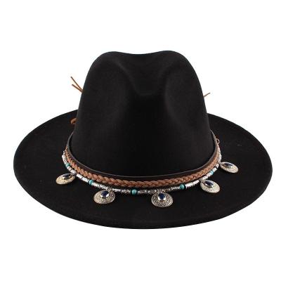 China Fashion \ new comfortable \ durable British woolen hat belt buckle autumn and winter vintage felt hat men's and women's jazz hat for sale