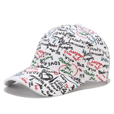 China New JOINT Custom Graffiti Baseball Cap Curved Letter Duck Tongue Hat Hip Hop Shade Hat for sale