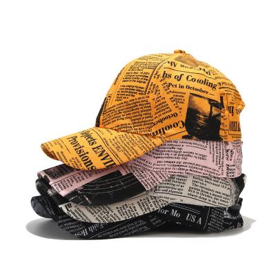 China New JOINT Street Hip Hop Retro Duck Tongue Hat Couple Soft Hat Oil Painting Newspaper Baseball Hat for sale