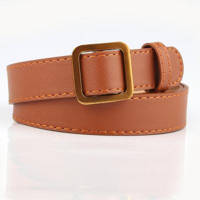 China New Style Gold ALLOY Square Buckle Wide Belt With Blind Belt Jeans Fashionable Soft Belt for sale