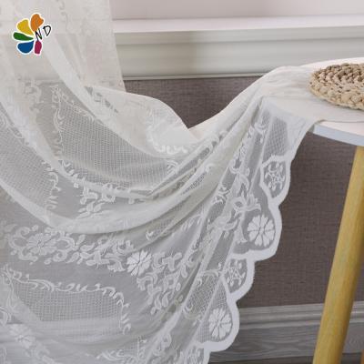 China Anti-static white floral semi sheer fabric lace up sheer curtain fabric for hotel living room for sale