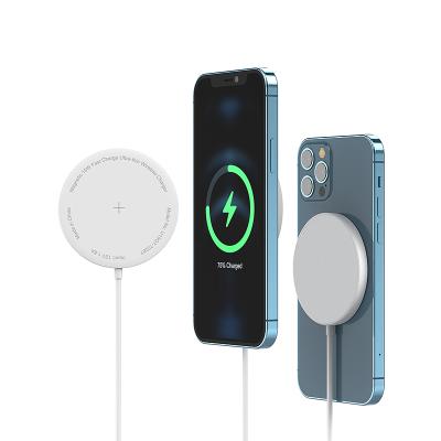 China Magnetic Aluminum Mental Charger Charging 15W Ultra Thin Fast Wireless Charger Magsagfe With Type C 1m Cable for sale