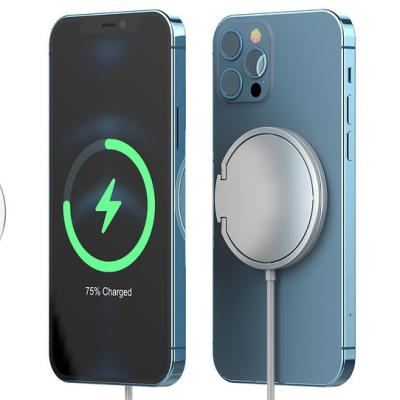 China Magnetic Aluminum Mental Charger 2 in 1 15W Magnetic Wireless Charger with Ring Stand Aluminum Fast Magsafing Charger for sale