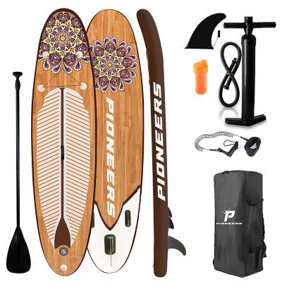 China Unisex Manufacturing SIP Inflatable Wooden Paddle Board With Fiberglass Paddle for sale