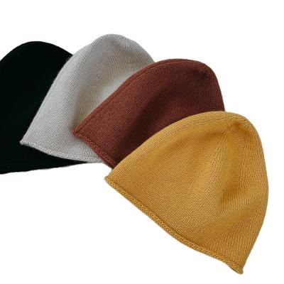 China Fashion Dilly Market Women Popular European Cashmere Beanie Cap Common Brim Rolling Cap for sale