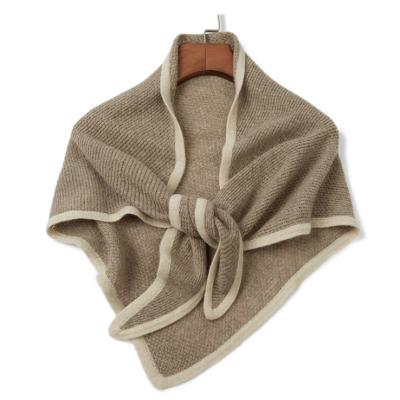 China Cashmere Autumn Winter Knitted Warm And Comfortable Triangle Small Scarf Cavity Pure Cashmere Shawl for sale