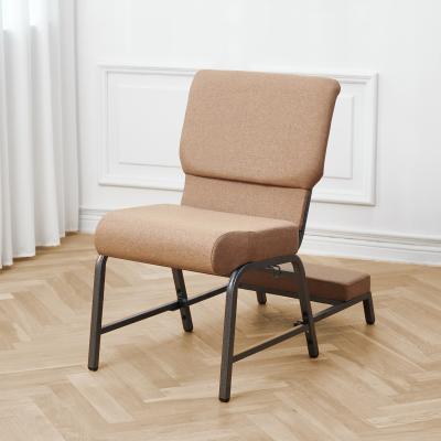 China Commercial Furniture Stacking Interlocking Fabric Church Chair With Kneelers Arms for sale