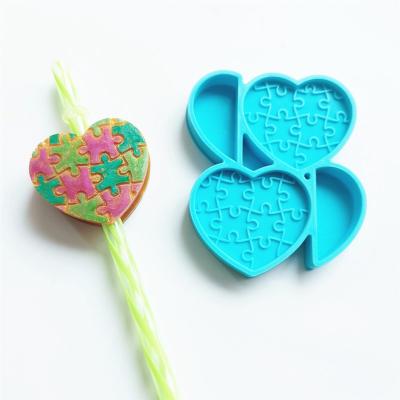 China 3307 Resin Love Puzzle Straws Viable Straw Silicone Mold for sale