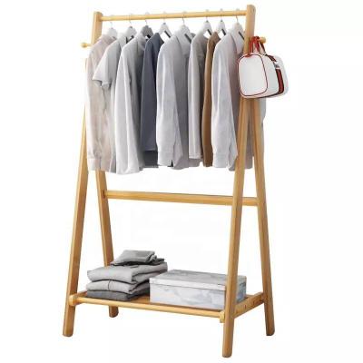 China Sustainable Foldable Bottom Clothes Laundry Rack A-frame Design Bamboo Bamboo Rack Shoes Bamboo Shelf for sale