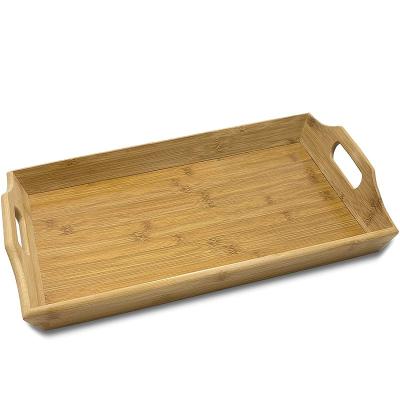 China Tray Bamboo Decorative Bamboo Serving Tray with Handles, Bamboo Charcuterie Tray, Natural Wood Custom Size Accepted for sale