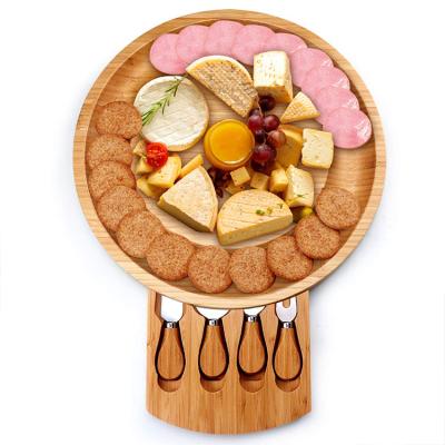 China Sustainable New Design Customized Natural Mini Cutting Knife Set Bamboo Cheese Board for sale