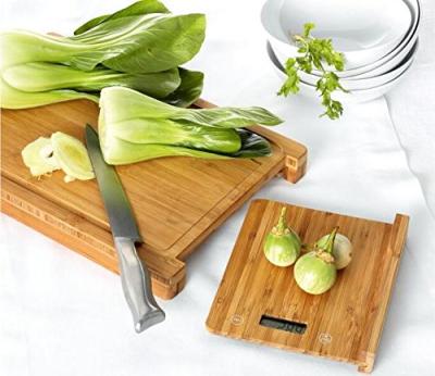 China Sustainable Digital Bamboo Scale Bamboo Cutting Board Food Prep Board With Removable Bamboo Kitchen Scale for sale