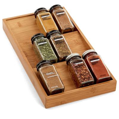 China Sustainable Bamboo Kitchen Drawer Organizer - Bamboo 4-Tier Spice Rack Organizer For Drawer for sale