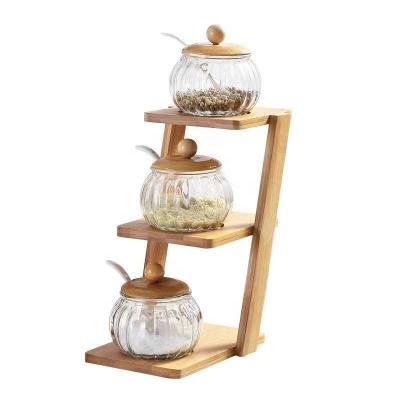 China Sustainable Bamboo Seasoning Rack Stage Shelf And Spice Rack Organizer for sale