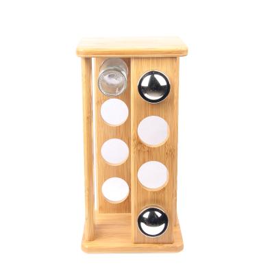 China Viable Home Bamboo Rotating Spice Rack with 16 Spice Glass Jars for sale