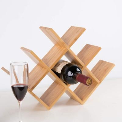 China Sustainable 8-Bottle Wine Rack Bamboo Wine Rack Countertops Removable Minimal Assembly Required (Natural Bamboo) for sale