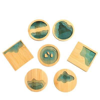 China Viable Creative Resin Coasters Table Pad Mads Customization Bamboo Coaster for sale