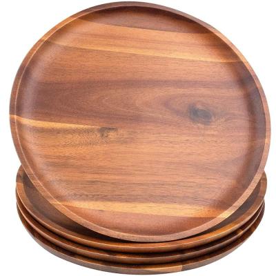 China Sustainable Hotel Wooden Dish Snack Dish Charger Serving Food Hot Turned Wooden Dish for sale