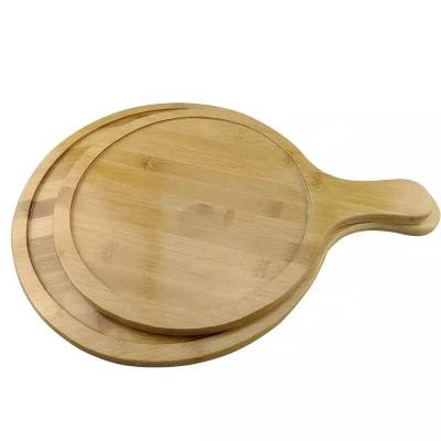 China Sustainable Bamboo Pizza Tray Pizza Pans Bamboo Plate Fruit Plate for sale